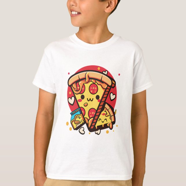 Camiseta Pizza Cute Kawaii (Frente)