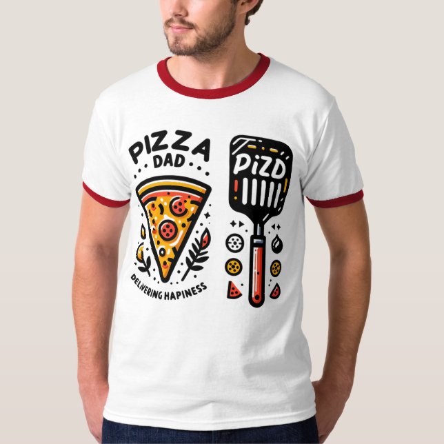 Camiseta Pizza Dad Delivering Happiness Ringer T-Shirt Desi (Frente)