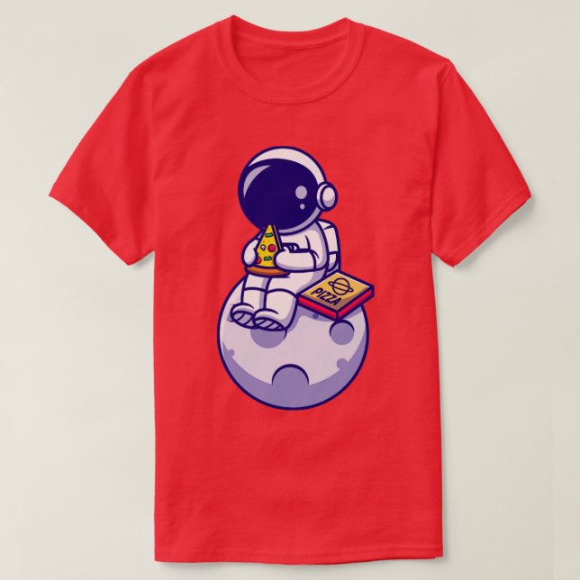 Camiseta Pizza De Astronauta Gelada No Cartoon Da Lua (Frente do Design)