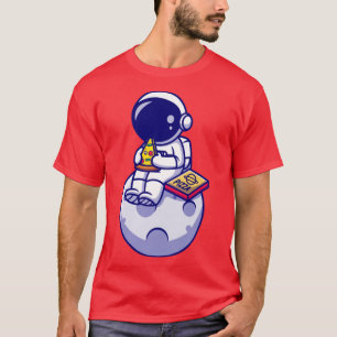 Camiseta Pizza De Astronauta Gelada No Cartoon Da Lua