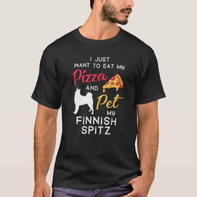 Camiseta Pizza de Cachorro Finlandês Spitz Proprietário de  (Frente)