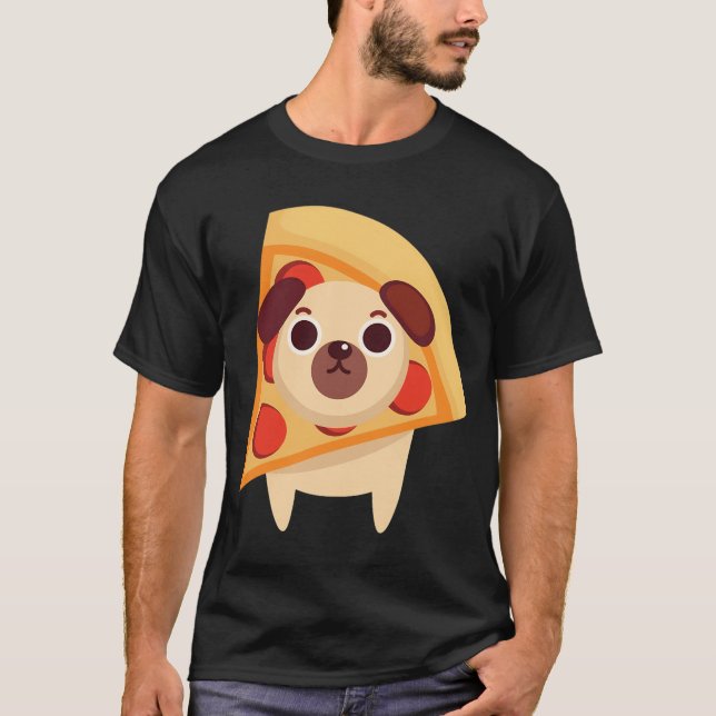 Camiseta Pizza de Cachorro Pug (Frente)