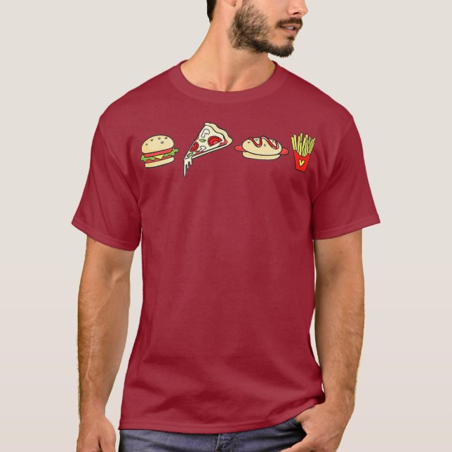 Camiseta Pizza de Cachorro Quente com Pão-de-Comida Rápido (Frente)