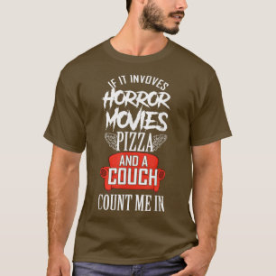 Camiseta Pizza de cinema horrorosa e uma noite de filme par
