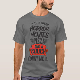 Camiseta Pizza de cinema horrorosa e uma noite de filme par
