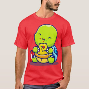Camiseta Pizza De Comida De Tartaruga Com Soda