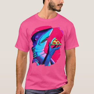 Camiseta Pizza de Comida de Tubarão Legal Engraçado