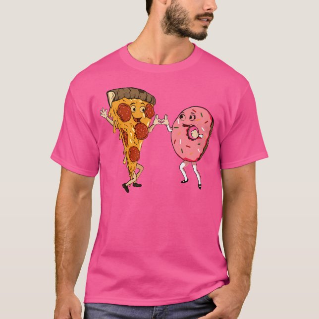 Camiseta Pizza De Comida Rápida E Rosquinha (Frente)