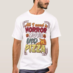 Camiseta Pizza de Filme de Terror Halloween Abóbora Crânio