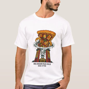 Camiseta Pizza de Frango BBQ Kaiju Osaka Ataque Monstro Art