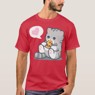 Camiseta Pizza de Gato Kawaii Cute