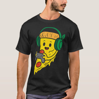 Camiseta Pizza de Jogador de Vídeo Game Comida Divertida pa