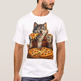 Camiseta Pizza de Lobo Café Piada Cartoon Vintage