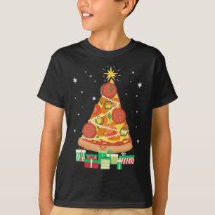 Camiseta Pizza de Natal Pizza Fatia Engraçada Árvore de Nat