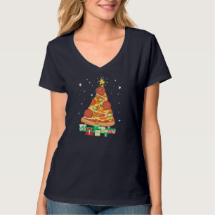 Camiseta Pizza de Natal Pizza Fatia Engraçada Árvore de Nat