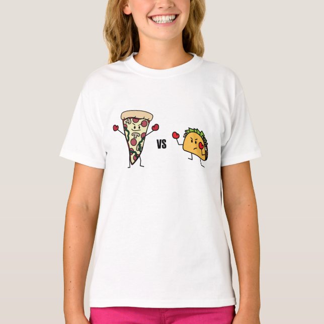 Camiseta Pizza de Pepperoni CONTRA o Taco: Mexicano contra (Frente)