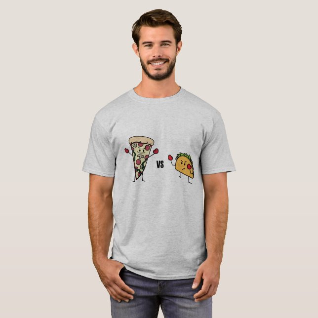 Camiseta Pizza de Pepperoni CONTRA o Taco: Mexicano contra (Frente Completa)