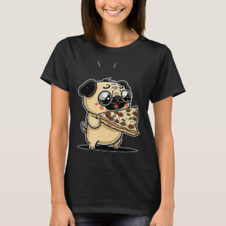 Camiseta Pizza de Pepperoni Cuja Pizza Pug Calzone Cão Pup 