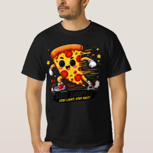 Camiseta Pizza de Pepperoni Kawaii Fazendo Exercício de Shu