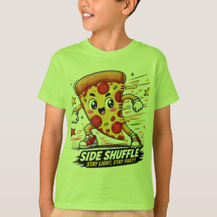 Camiseta Pizza de Pepperoni Kawaii Fazendo Exercício de Shu