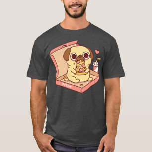 Camiseta Pizza De Pug Cuja Gama É Gelada Em Uma Caixa De Pi