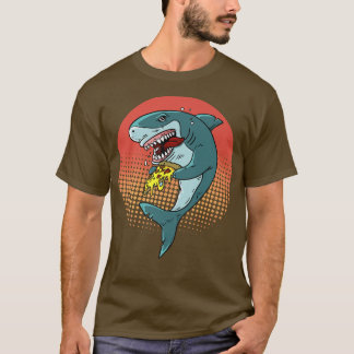 Camiseta Pizza de Tubarão Engraçado Pega Pizza Comendo Tuba
