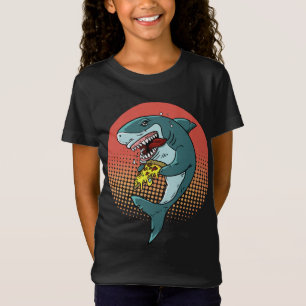 Camiseta Pizza de Tubarão Engraçado Pega Pizza Comendo Tuba