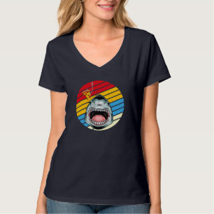 Camiseta Pizza de tubarão Retro Vintage Pizzeria Pizza Chef
