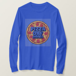 Camiseta Pizza Dia de 9 de fevereiro Azul