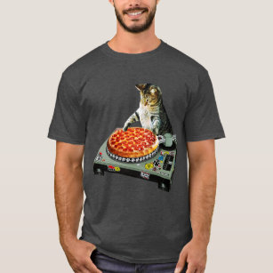 Camiseta Pizza do gato do DJ do espaço