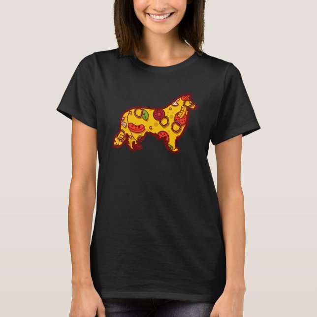Camiseta Pizza Dog Funny Pizza Shetland Sheepdog (Frente)
