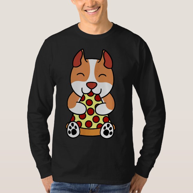 Camiseta Pizza E Cachorro Pitbull Engraçado (Frente)