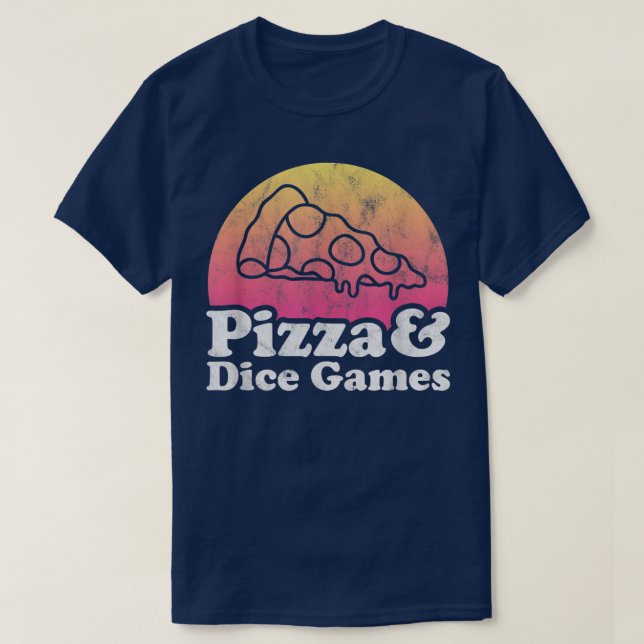 Camiseta Pizza e Jogos de Dice (Frente do Design)