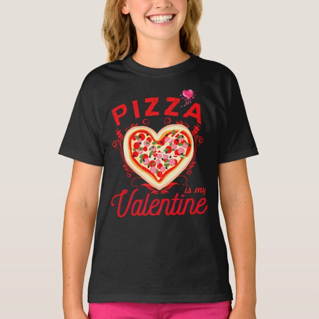 Camiseta Pizza É Meu Dia de os namorados Engraçado Namorado (Frente)