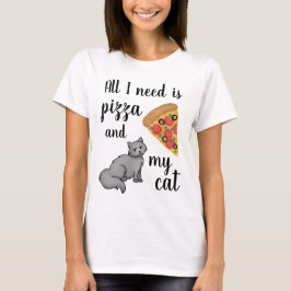 Camiseta Pizza e Meu Gato Engraçado