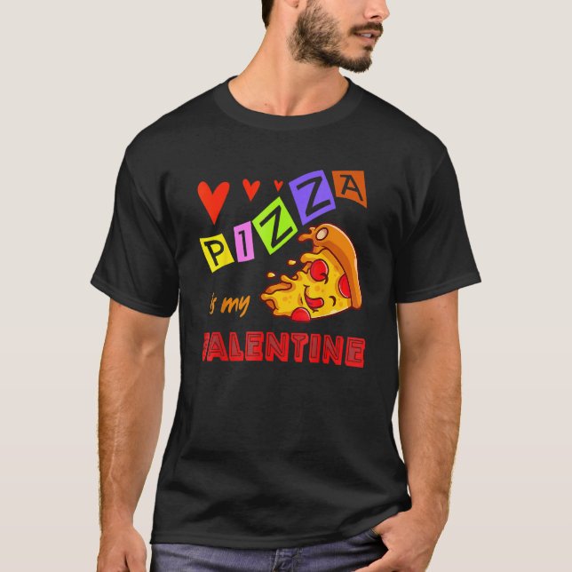 Camiseta Pizza É Minha Garota Namorados Bonita Meninas (Frente)
