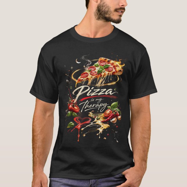 Camiseta Pizza é Minha Terapia – Comida Espacial C (Frente)