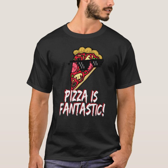Camiseta Pizza É Óculos De Sol Fantástico Pizza Slice Verme (Frente)