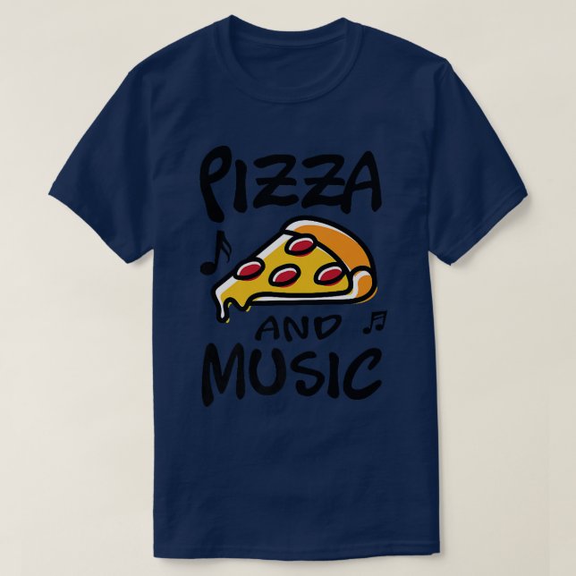 Camiseta Pizza e Piano Musical Notes (Frente do Design)