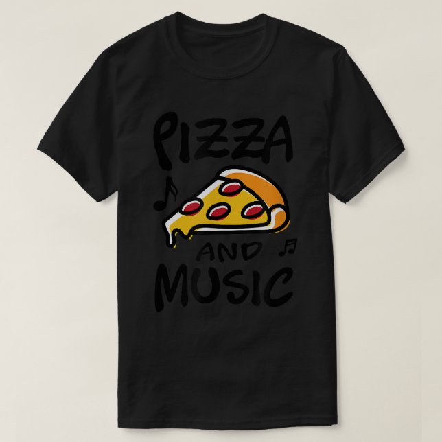 Camiseta Pizza e Piano Musical Notes (Frente do Design)