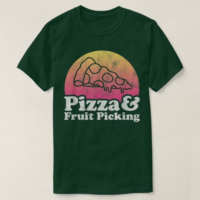 Camiseta Pizza e recolha de Frutas (Frente do Design)
