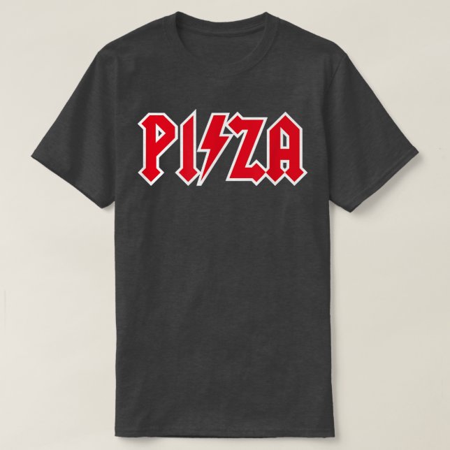 Camiseta Pizza e Rock Music, Pizzeria, Duro Rock, Rock n (Frente do Design)
