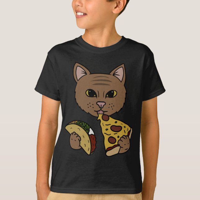 Camiseta Pizza e Tacos para Engorda de Gato (Frente)