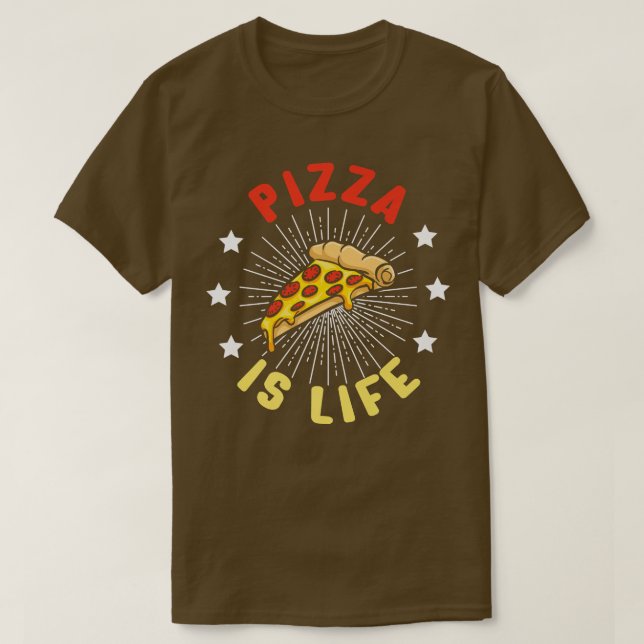 Camiseta Pizza É Vida Comida Rápida Sobre Pizza Engraçada F (Frente do Design)