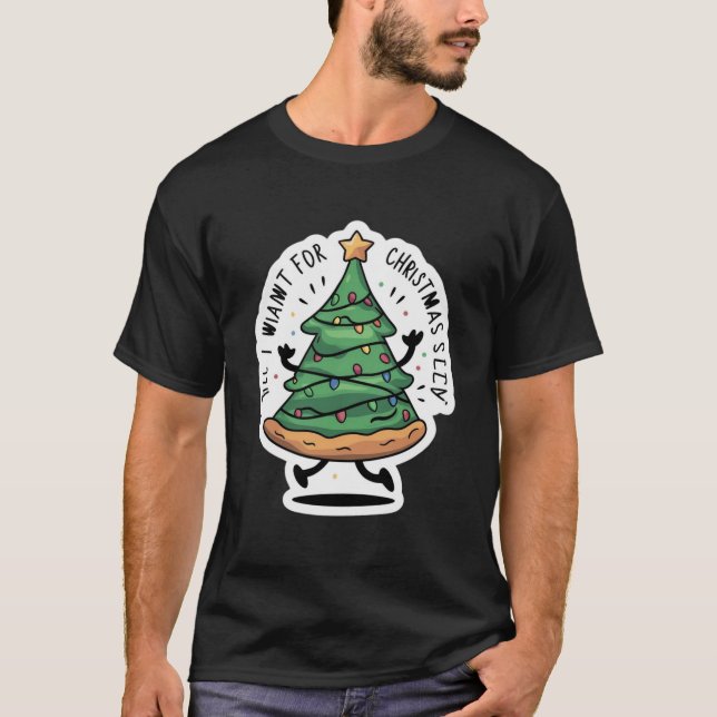 Camiseta Pizza em forma de árvore de Natal (Frente)