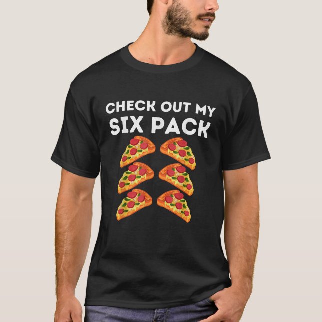 Camiseta Pizza Engraçada Abas Vejam Minha Comida L (Frente)