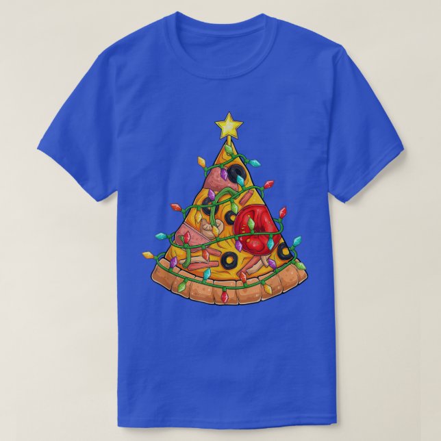 Camiseta Pizza Engraçada Árvore De Natal Luz Xmas Boys Para (Frente do Design)