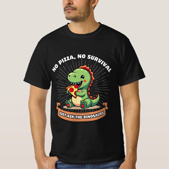 Camiseta Pizza Engraçada Dinossauros Amantes Dino Cute Come (Frente)