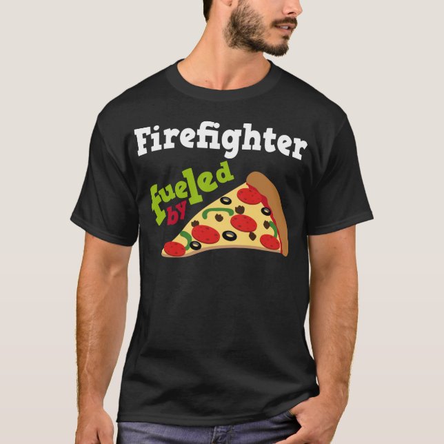 Camiseta Pizza (engraçada) do sapador-bombeiro (Frente)