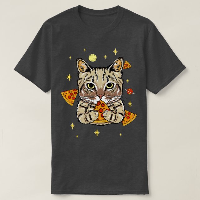 Camiseta Pizza Engraçada Em Diversão Espacial (Frente do Design)